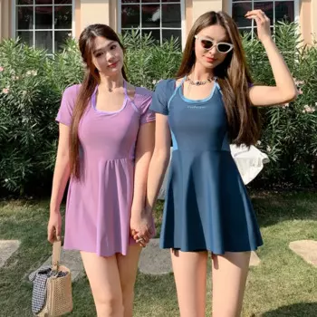 Новый купальник 2024, женские купальные костюмы, женское сдержанное контрастное платье с коротким рукавом