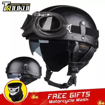 Новый мотоциклетный шлем в стиле ретро, немецкий одобренный DOT, мотошлем, винтажный полушлем, Casco, мотооборудование, велосипедный шлем M-XL