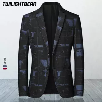 Новый Мужской Блейзер 4XL верхняя одежда модный принт Тонкий деловой повседневный костюм куртка для мужчин одежда свадебное пальто A2F106