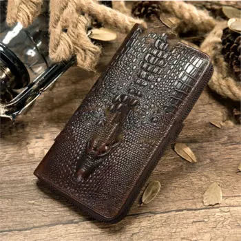 Новый мужской кожаный кошелек из натуральной кожи, кошелек для мужчин, Винтажный Мужской клатч, крокодиловый дизайнерский держатель для карт, кошелек для денег, держатель для карт