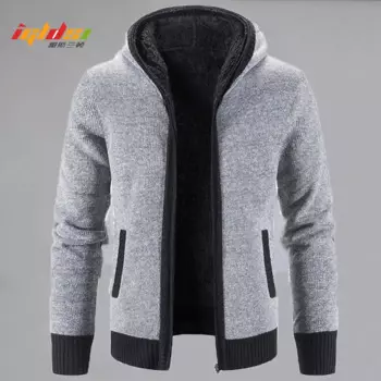 Новый мужской зимний флисовый теплый свитер кашемировый шерстяной кардиган на молнии толстый свитер мужской осенний Повседневный трикотажный пуловер