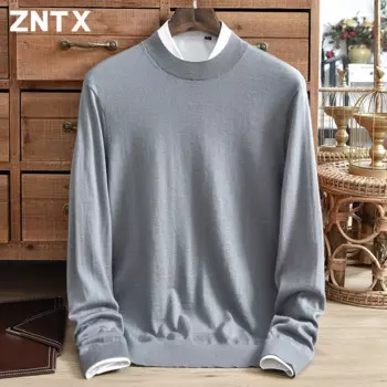 Новый осенне-зимний Тонкий кашемировый свитер для мужчин, однотонный высококачественный Повседневный трикотажный пуловер с полувысоким воротником