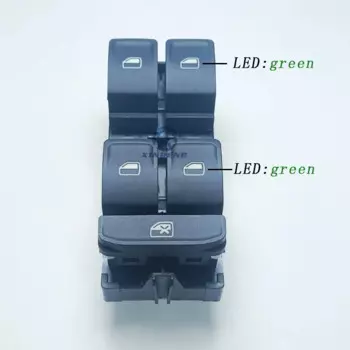 Новый переключатель стеклоподъемника, светодиодный зеленый 10-контактный для Skoda OCTAVIA III 2012-2018 OEM 5E0 959 857, 5E 0959857