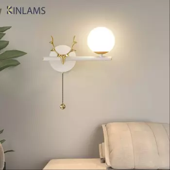 Новый прихожая, коридор, выключатель, настенный светильник, фон для украшения дома, настенный светильник для спальни, прикроватная тумбочка, креативный светодиодный светильник с оленем