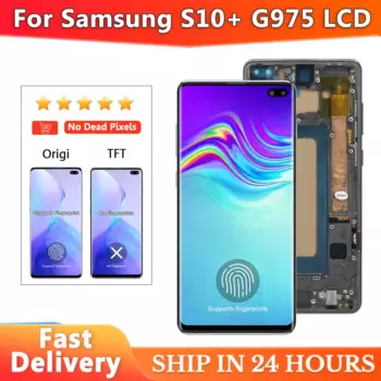 Новый протестированный ЖК-дисплей S10 + с рамкой для SAMSUNG S10 Plus ЖК-дисплей G975F/DS G9750 дисплей сенсорный экран дигитайзер в сборе детали
