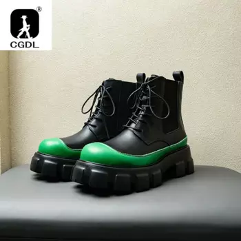 Новый роскошный дизайн, мужские ботинки челси на платформе, ботильоны из коровьей кожи на толстой подошве, мужская обувь, короткие ботинки Martins с круглым носком