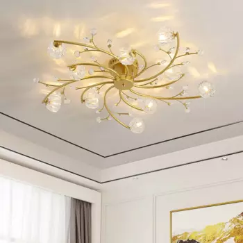 Новый роскошный светильник золотого цвета для спальни, хрустальный потолочный светильник, скандинавский потолочный светильник для ресторана, современный минималистичный светодиодный светильник для гостиной