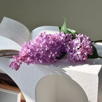 Искусственный силиконовый цветок сирени 75 см