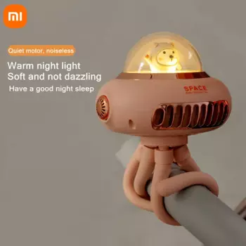 Новый ручной беслопастный вентилятор для коляски Xiaomi с USB-зарядкой и светодиодной ночной подсветкой, беспроводной мини-вентилятор охлаждения с питанием от батареи