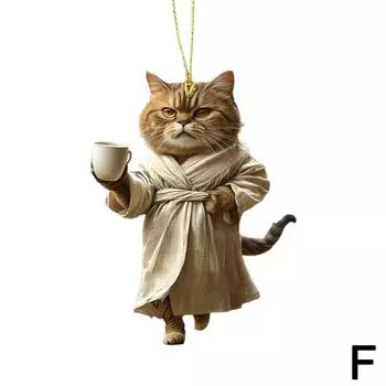 Новый салон автомобиля, подвеска 2D акриловый большой живот, деловой костюм, подвеска в виде кошки, подходит для автомобильных зеркал заднего вида и ключей от машины