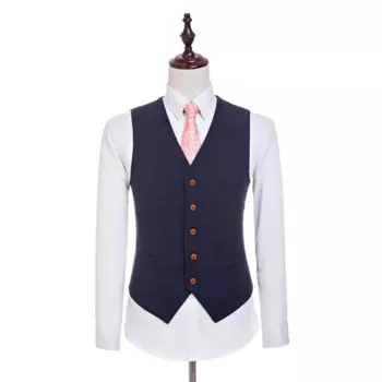Новый шерстяной Ретро джентльменский стиль Индивидуальный заказ мужской жилет портновский свадебный жилет темно-синий для мужчин (жилет)