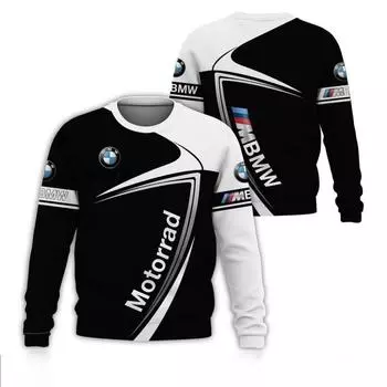 Новый стиль BMW с логотипом и принтом, спортивный пуловер с круглым вырезом, модная удобная теплая толстовка с длинными рукавами для езды на мотоцикле