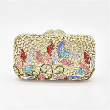 Новый стиль, Женский вечерний клатч с металлическим вырезом, украшенный кристаллами и цветами, ослепительный женский вечерний металлический клатч, высокое качество