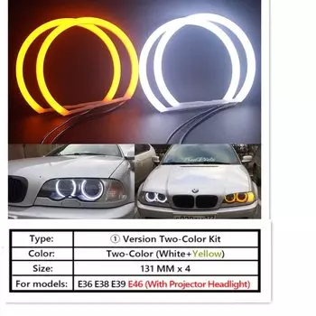 Новый светодиодный комплект Angel Eyes Halo Ring Фара Лампы для BMW E46 Coupe E36 E38 E39 Ультра яркий ремонт дневного света указатель поворота