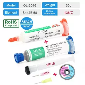 Новый тип низкотемпературный бессвинцовый шприц для пайки светодиодов Sn42Bi58 Sn63 smd ремонтная сварочная паста