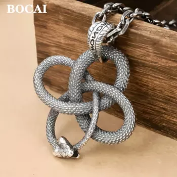Новый тренд BOCAI, ювелирные изделия из чистого серебра 925 пробы, Модный кулон в виде змеи в стиле хип-хоп, индивидуальный кулон в виде змеи со знаками Зодиака для мужчин и женщин