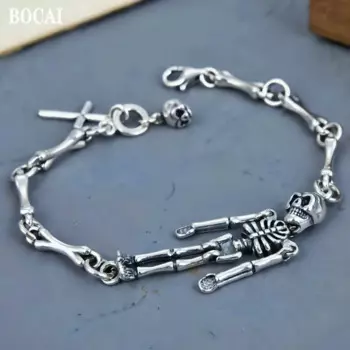 Новый тренд BOCAI, ювелирные изделия из серебра 925 пробы, преувеличенный крест, властный череп, ретро, индивидуальный мужской браслет рок пары