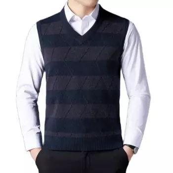 Новый универсальный брендовый Мужской осенне-зимний Трикотажный жилет с V-образным вырезом красивый мужской домашний свитер жилет повседневный деловой жилет свитер