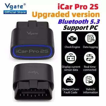Новый Vgate iCar Pro 2S ELM327 Bluetooth 5.3 для Android/IOS/ПК OBD2 Автомобильный диагностический инструмент elm 327 Модернизированный OBD 2 V2.3 Автоматический сканер