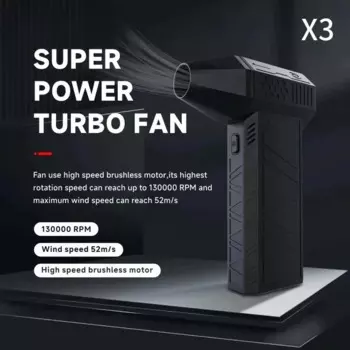 Новый вентилятор Xiaomi X3 Mini Turbo Jet, ручной бесщеточный двигатель 130000 об/мин, скорость ветра 52 м/с, многофункциональный вентилятор