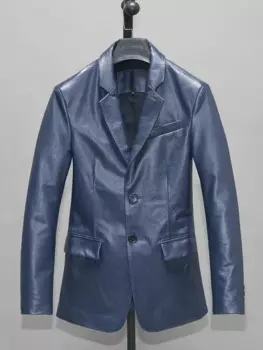 Новый весенне-осенний модный мужской костюм из натуральной натуральной воловьей кожи, куртка для мужчин, синий плюс, большие размеры 3XL XXXL