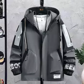 Новый весенний и осенний костюм с шляпой куртка мужская свободная молния пальто молодежная наружная ветрозащитная куртка увеличенный размер рубашки 4XL