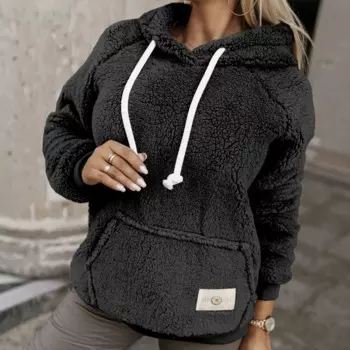 Новый женский пуловер на молнии с капюшоном и длинными рукавами, шерстяной свитер, однотонный, осень-зима