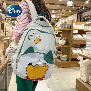 Новый женский рюкзак Disney с изображением медведя пуха, роскошный брендовый рюкзак для девочек с мультипликационным изображением, вместительный модный Удобный школьный рюкзак для девочек
