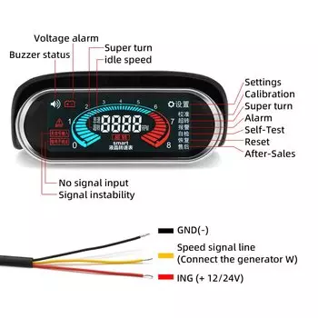 Новый ЖК-цифровой 12v 24v экскаватор автомобильный грузовик тахометр для лодочного мотора счетчик оборотов для дизельного мото 50-9999 об / мин автоматический датчик tacometro тахометр