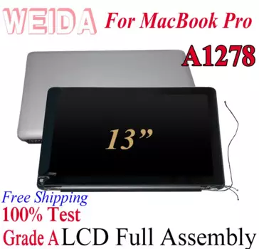 Новый ЖК-дисплей WEIDA 13,3 дюйма для MacBook Pro A1278, дисплей, сенсорный экран, полная сборка, замена A1278 + Корпус AB, серебристый