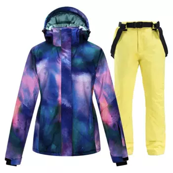 Новый Зимний лыжный костюм, женский плотный теплый водонепроницаемый ветрозащитный костюм для катания на лыжах и сноуборде, комплект из куртки и брюк, женские зимние костюмы, лыжное пальто