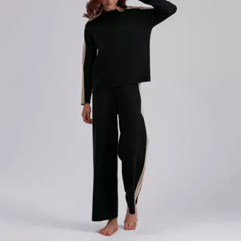 Новый зимний осенний свитер, комплекты из 2 предметов, женская одежда, теплый свободный пуловер, прямые брючные костюмы для бега, повседневный спортивный костюм для женщин