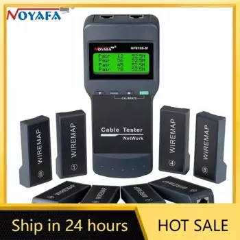 NOYAFA NF-8108M Тестер сетевого кабеля RJ45 для Cat5 Cat6, обнаружение точки останова, проверка непрерывности с 8 дистанционными блоками
