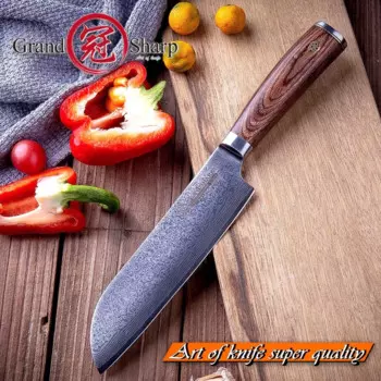 Нож сантоку GRANDSHARP vg10 из японской дамасской стали, 6,7 дюйма, инструменты для нарезки суши, сашими, японские кухонные ножи, подарок для приготовления пищи