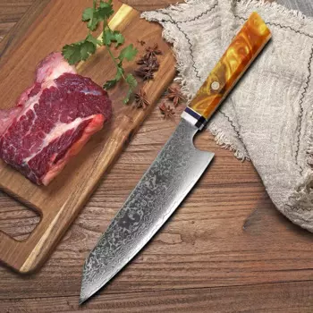 Нож шеф-повара из дамасской стали, японская кухонная утварь 8 дюймов, острый Кливер сантоку из твердой древесины, кулинарный инструмент