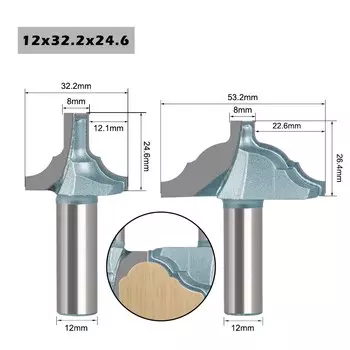 Нож врезной для двери и окна, с хвостовиком 12 мм, 12,7 мм