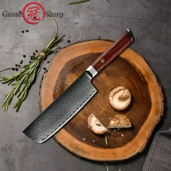 Ножи накири японские, 6,5 дюйма, 67 слоев, дамасская сталь, кухонный нож Gyuto, мясницкие ножи, овощной инструмент Grandsharp
