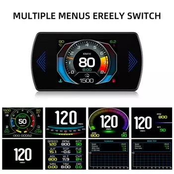 OBD2 Gauge P12 HUD Проекционный дисплей Автомобильные цифровые автоматические диагностические инструменты Цифровой измеритель скорости об/мин Температура воды Напряжение расхода топлива