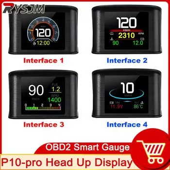 OBD2 HUD P10 Pro Автомобильный проекционный дисплей Бортовой компьютер Цифровой спидометр с потреблением топлива Измеритель оборотов Авто электронные детали