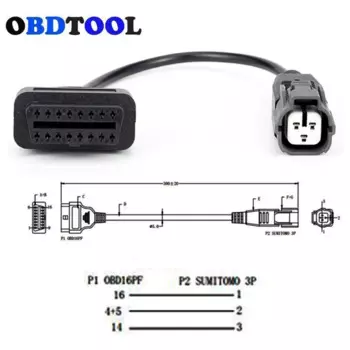 OBD 16PIN к 3-ядерному разъему для YAMAHA Jet-Boat Mercury Marine Diagnostics CABLE 3-контактный OBD2 Transfer Line Шнур подвесного двигателя