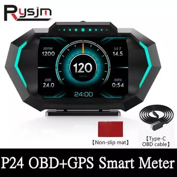 OBDII умный цифровой спидометр HUD P24 автомобильный проекционный дисплей OBD + GPS система инклинометр потребление топлива сигнализация превышения скорости