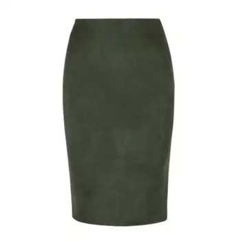 Облегающая Юбка-карандаш с завышенной талией, Женская юбка-карандаш с завышенной талией, Стильная дизайнерская замшевая Юбка До Колена с разрезом сзади