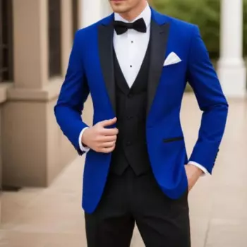 Облегающие элегантные мужские костюмы, повседневная куртка из трех предметов, брюки с жилетом, однобортный мужской костюм с остроконечными лацканами, блейзер 2024