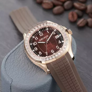 OBLVLO новый дизайн мужские розовое золото с бриллиантами квадратные спортивные часы календарь светящиеся резиновые водонепроницаемые механические наручные часы FM-SL