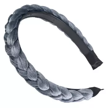 Ободок для волос пластиковый нескользящий, серый