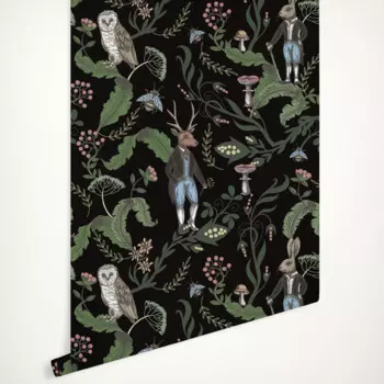 Бумажные обои Pixel&Wall Темные лесные животные