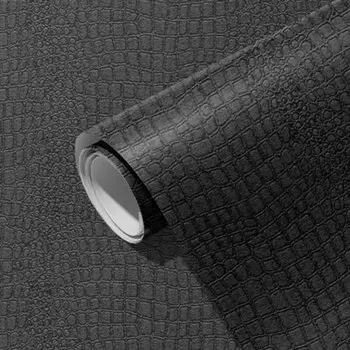 Обои с тиснением под черного крокодила в стиле ретро, простые водонепроницаемые Стикеры, винтажный декор для мебели, шкафа