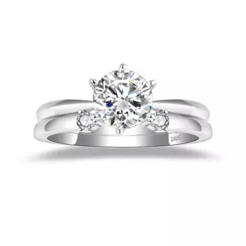 Обручальное кольцо с бриллиантом, серебро 925 пробы, 2 шт.