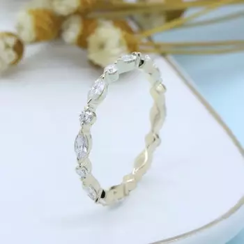 Обручальное кольцо с муассанитом, 14 к, желтое золото