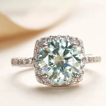 Обручальное кольцо с муассанитом 3 карата, синее, зеленое кольцо из серебра 925 пробы с сертификатом GRA, большие серебряные обручальные кольца для женщин, размер 5-9